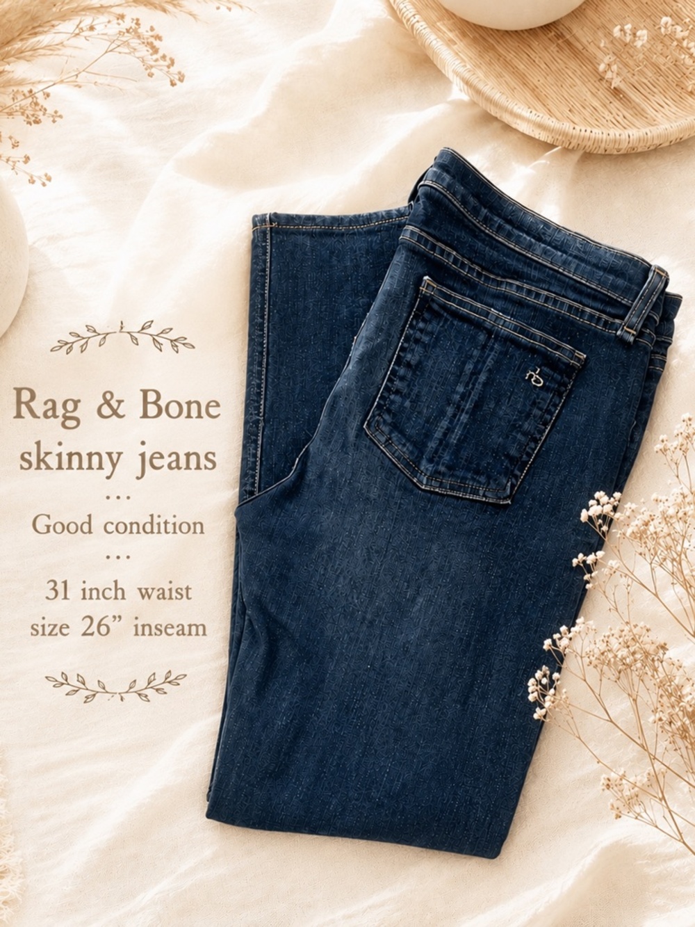 Rag & Bone Skinny Jeans | 31" Waist | 26" Inseam | Dark Wash | VGUC